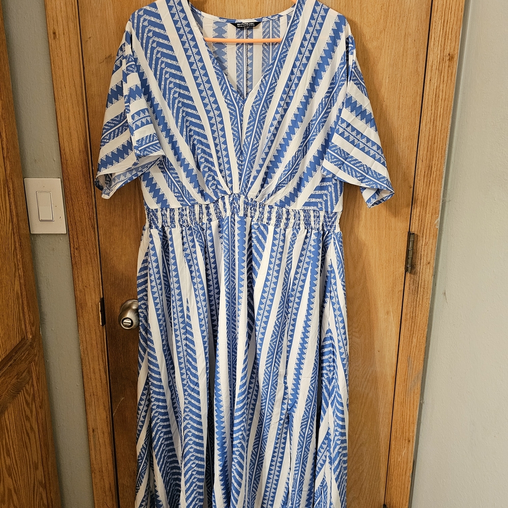 Bloomchic Blue And White Patterned Dress - image 1